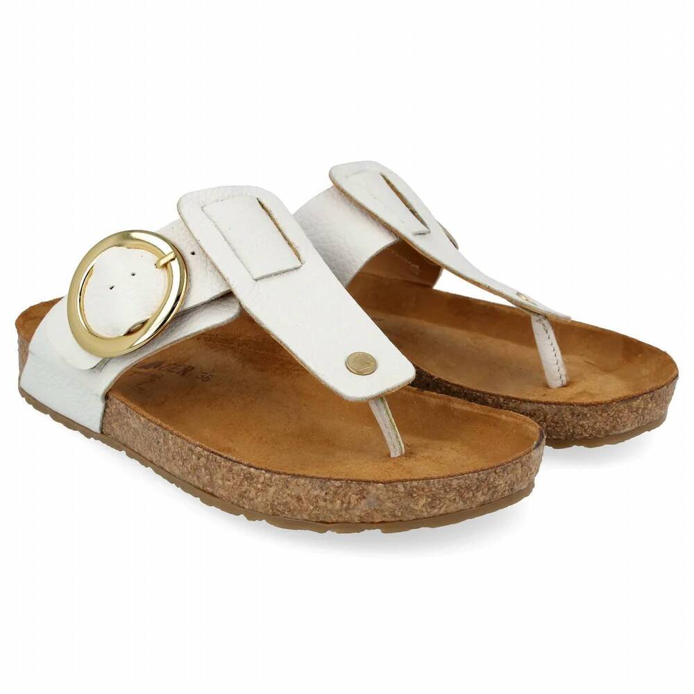 NEW HAFLINGER women's round buckle corinna casual sandals in white